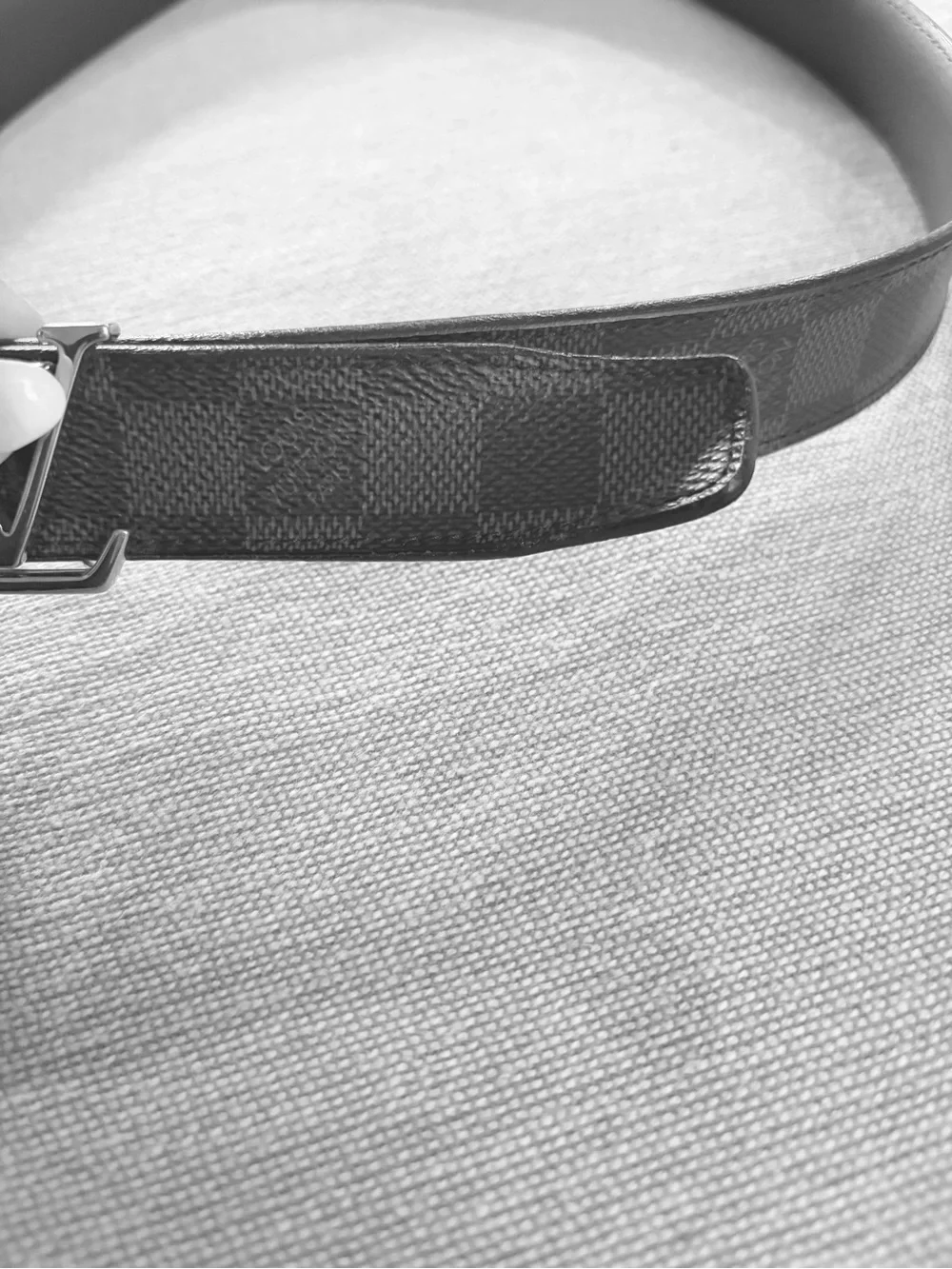 Louis Vuitton Black Damier Canvas Belt with Silver LV Buckle 90/36